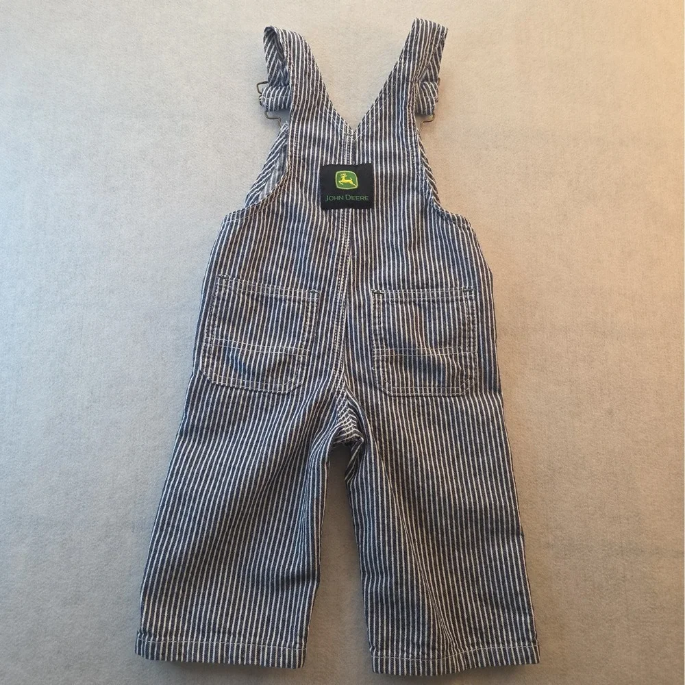 Infant Boy John Deere Hickory Stripe Bib Overall Size 12 Months